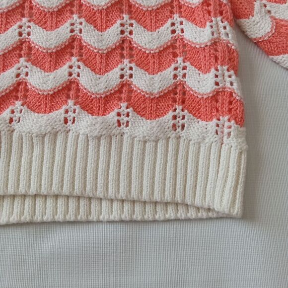 Abound Orange and Ivory Crew Neck Knit Long Sleeve Pullover Sweater Women's XL - Picture 10 of 13